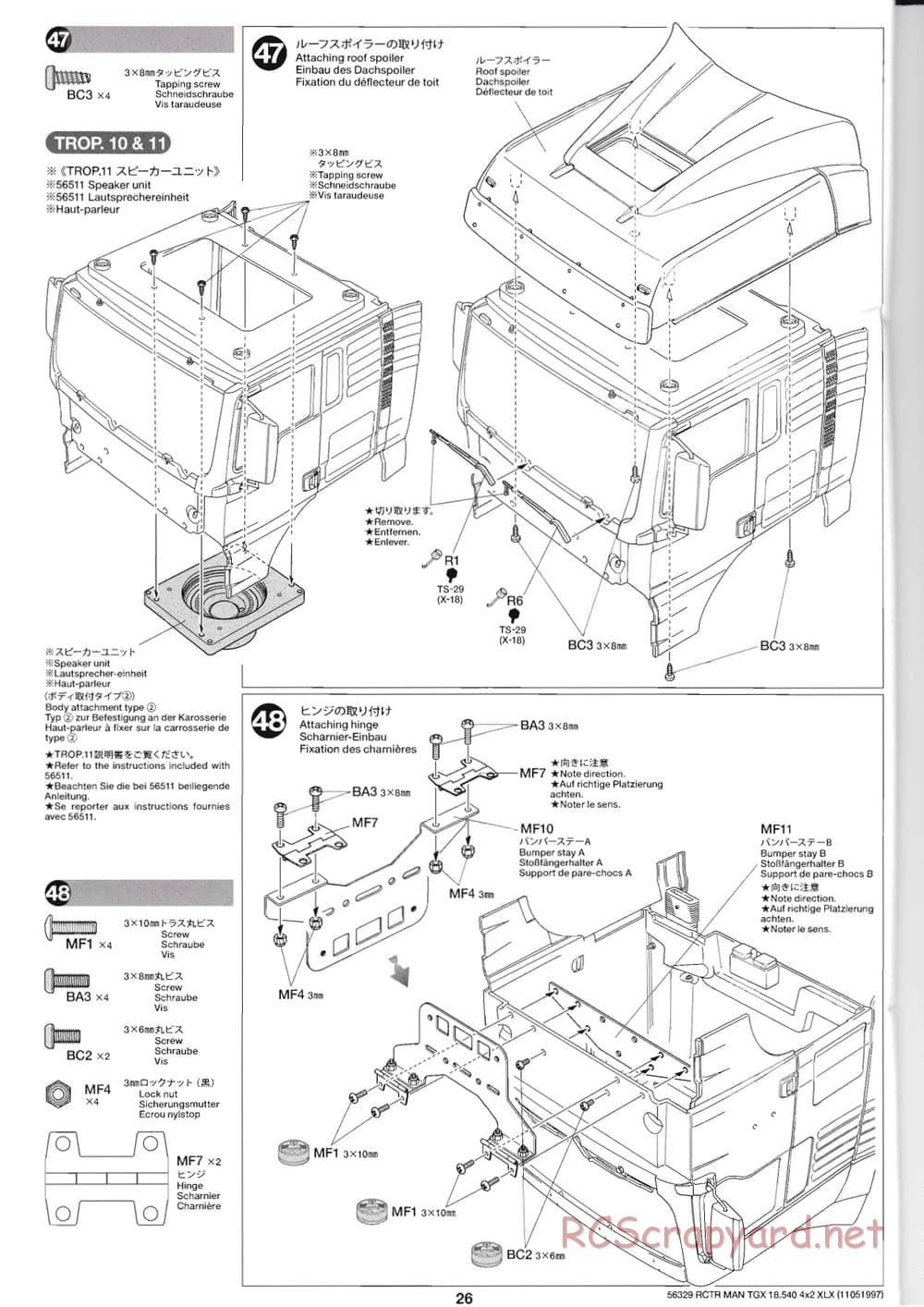 Tamiya - MAN TGX 18.540 4x2 XLX - Manual - Page 26