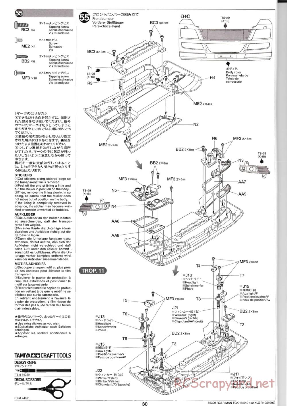 Tamiya - MAN TGX 18.540 4x2 XLX - Manual - Page 30