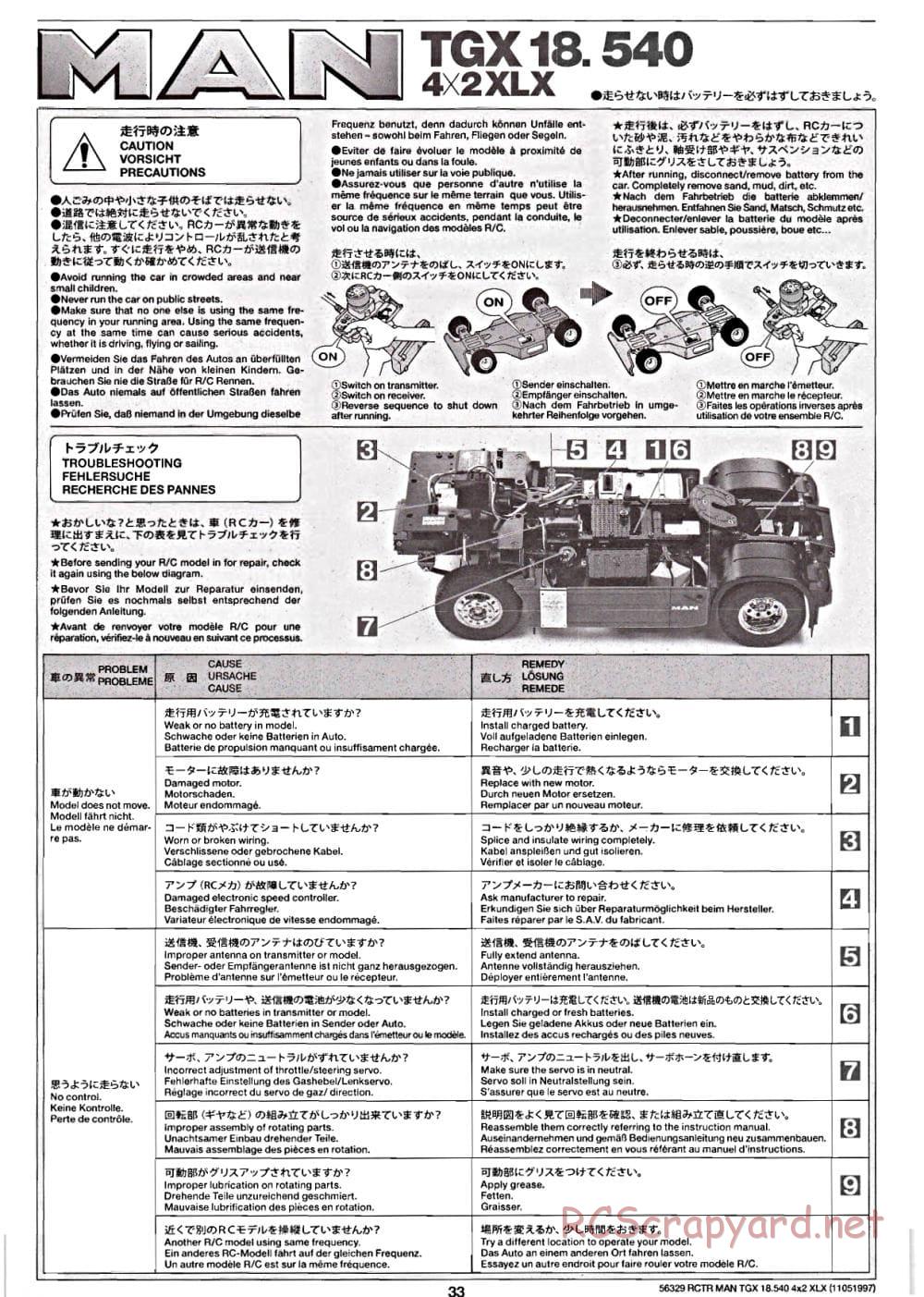 Tamiya - MAN TGX 18.540 4x2 XLX - Manual - Page 33