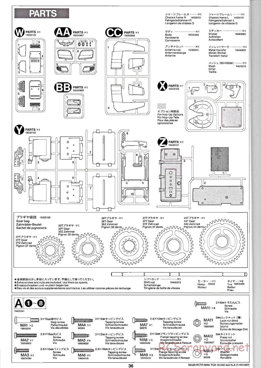 Tamiya - MAN TGX 18.540 4x2 XLX - Manual - Page 36