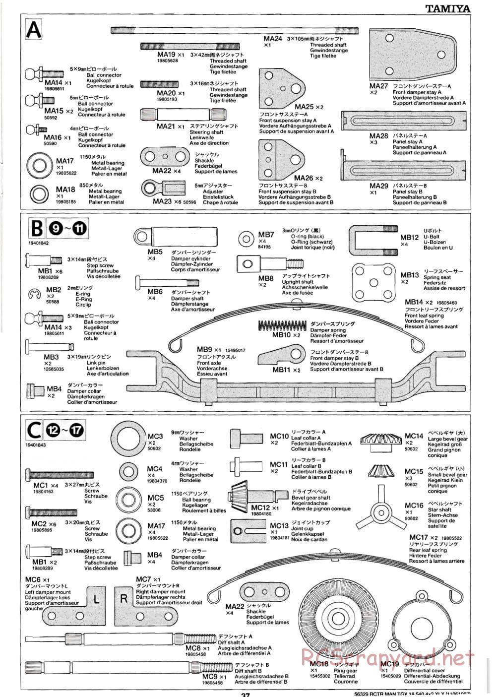 Tamiya - MAN TGX 18.540 4x2 XLX - Manual - Page 37