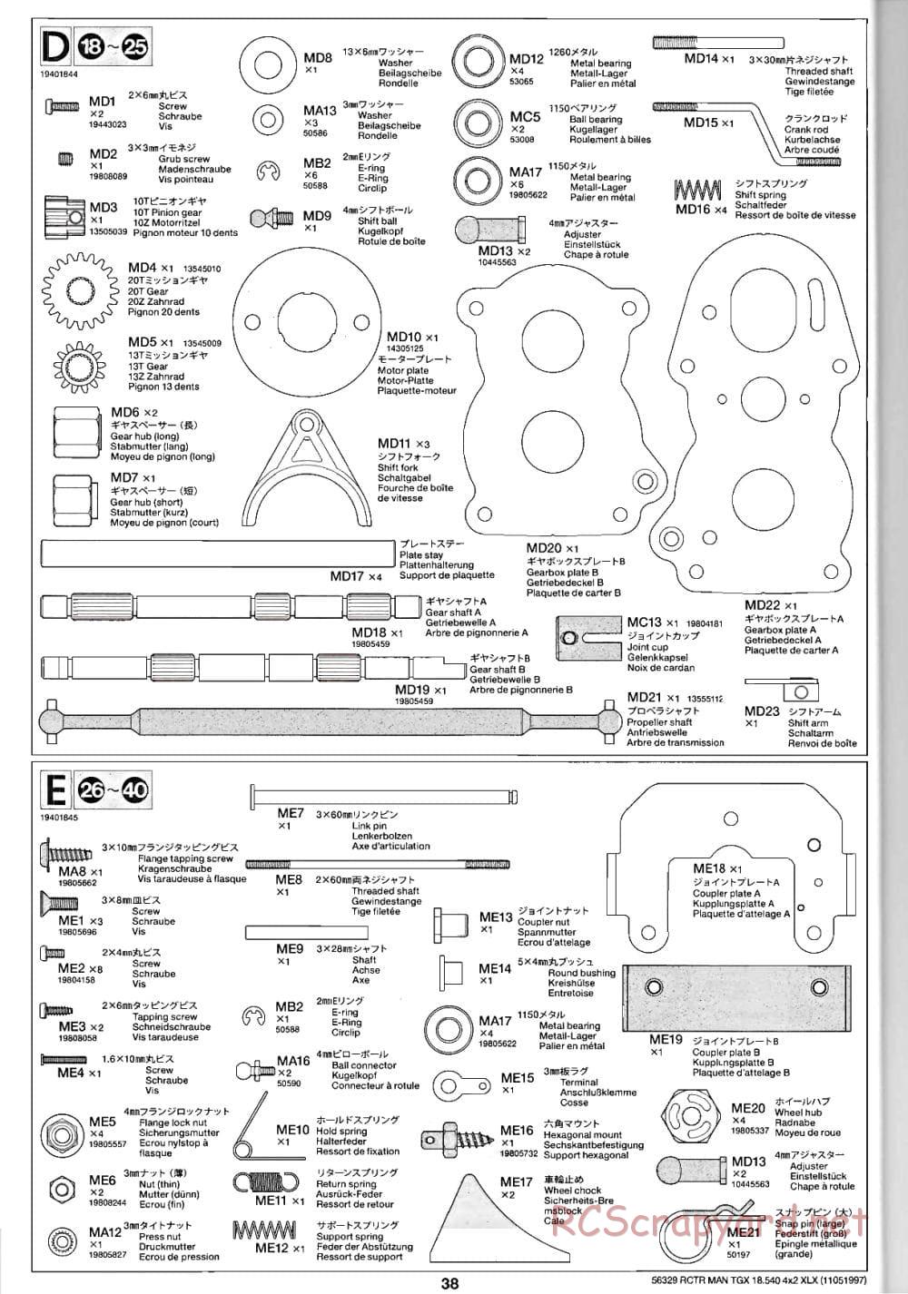 Tamiya - MAN TGX 18.540 4x2 XLX - Manual - Page 38