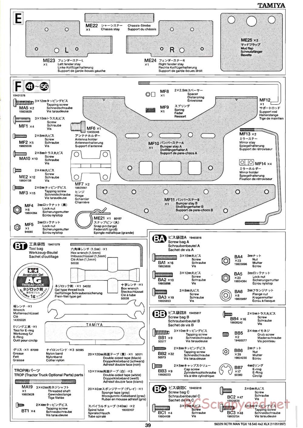 Tamiya - MAN TGX 18.540 4x2 XLX - Manual - Page 39