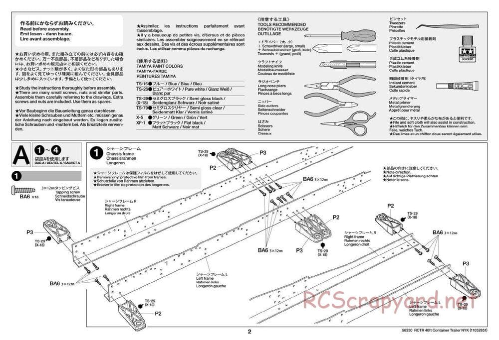 Tamiya - Semi Container Trailer NYK Chassis - Manual - Page 2
