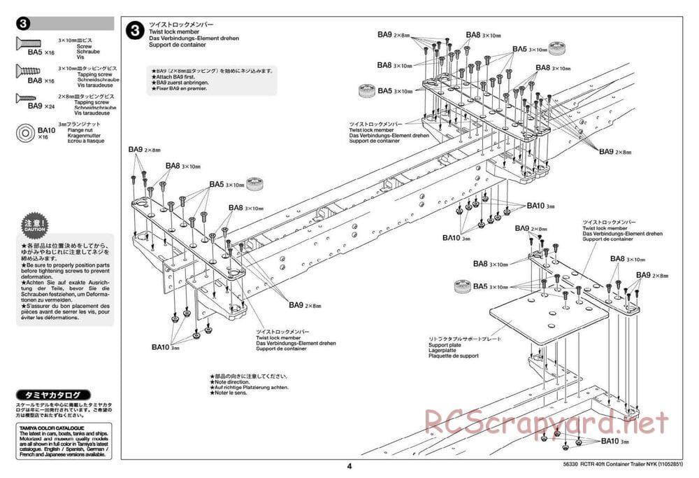 Tamiya - Semi Container Trailer NYK Chassis - Manual - Page 4