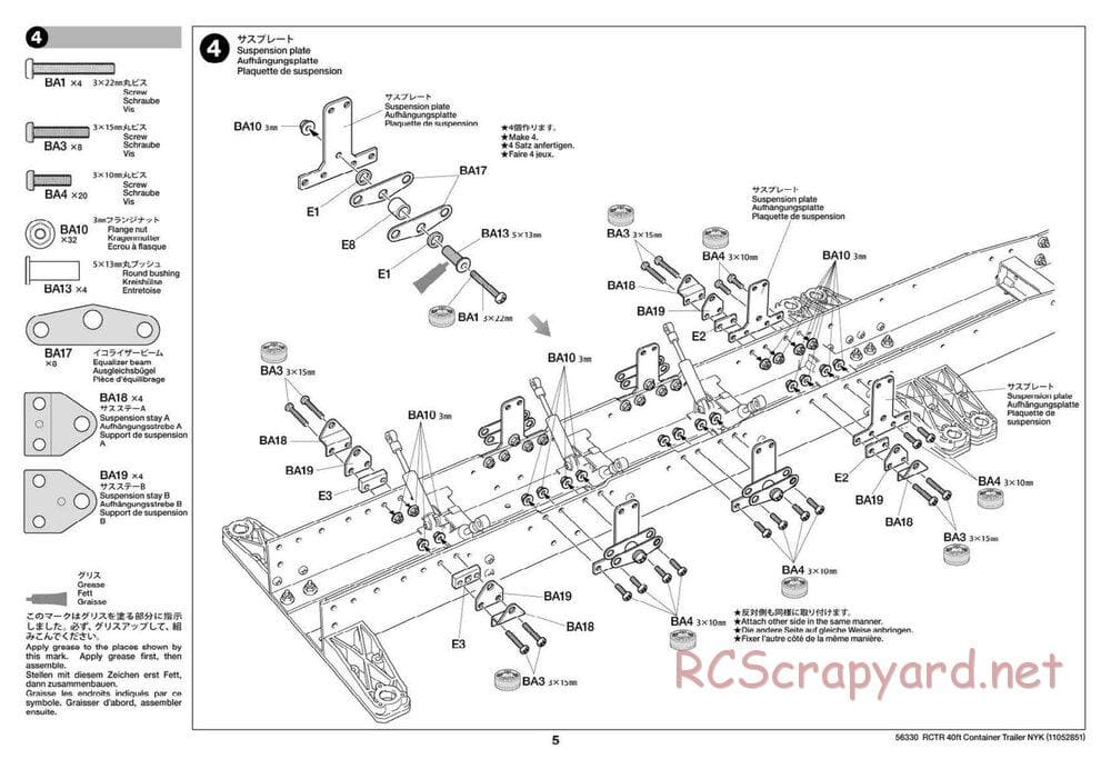 Tamiya - Semi Container Trailer NYK Chassis - Manual - Page 5