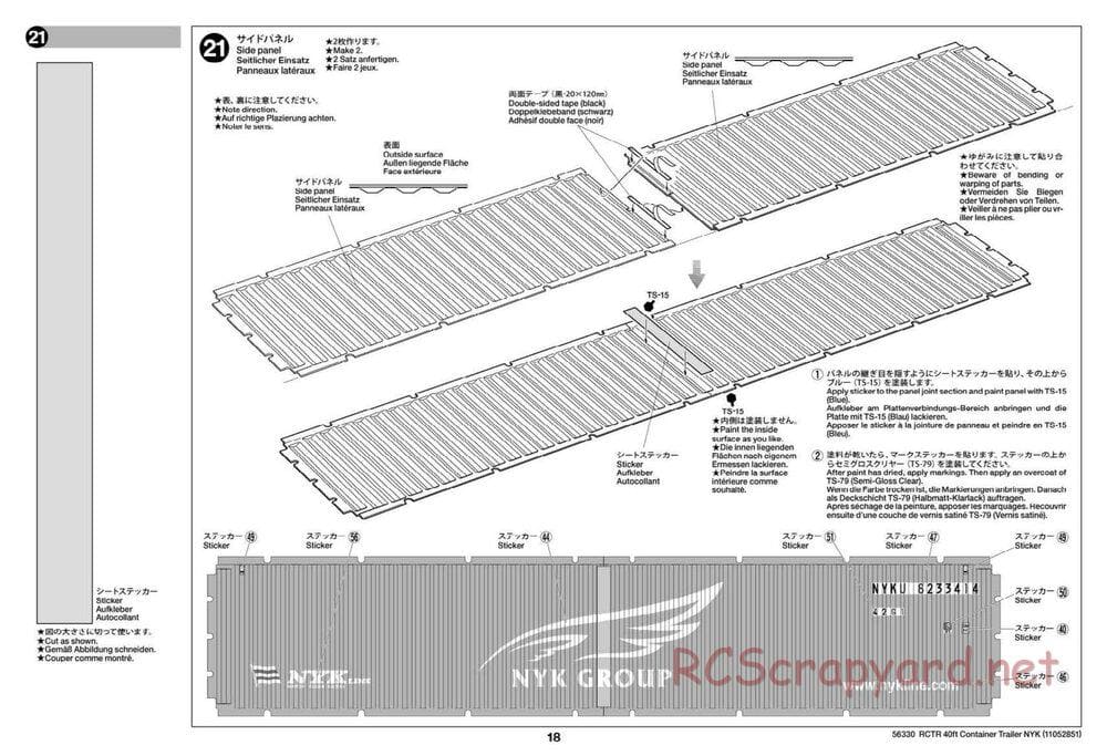 Tamiya - Semi Container Trailer NYK Chassis - Manual - Page 18