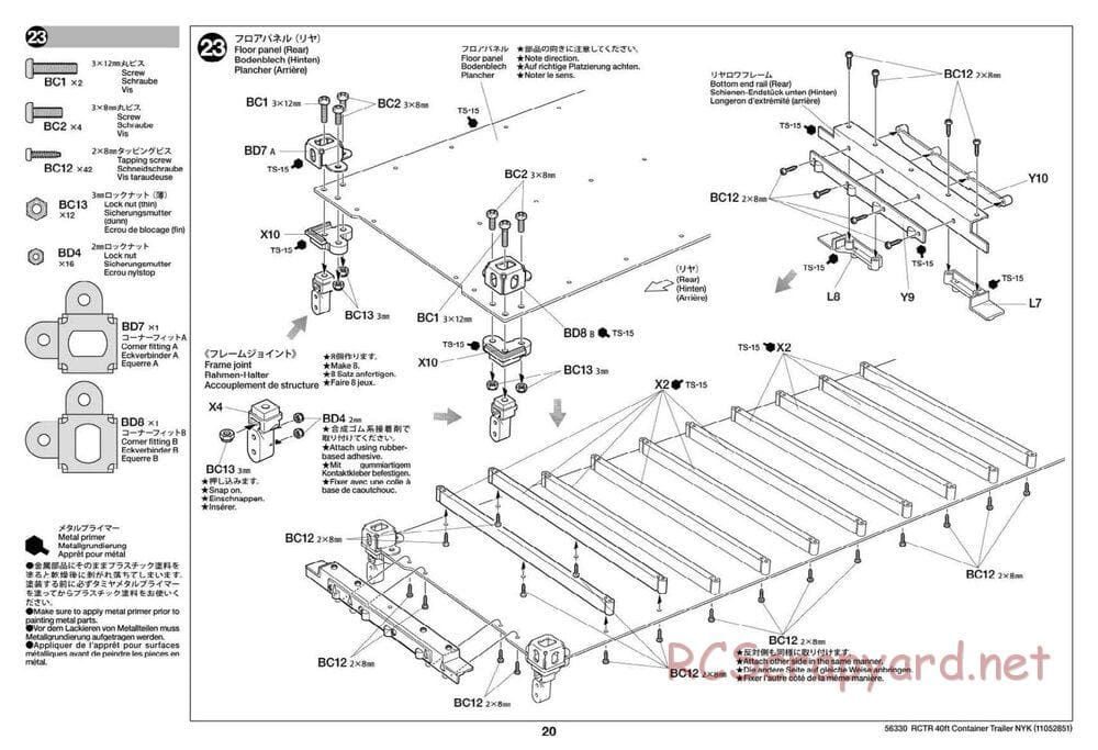 Tamiya - Semi Container Trailer NYK Chassis - Manual - Page 20