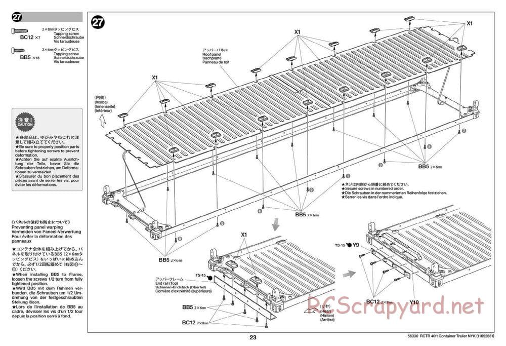 Tamiya - Semi Container Trailer NYK Chassis - Manual - Page 23