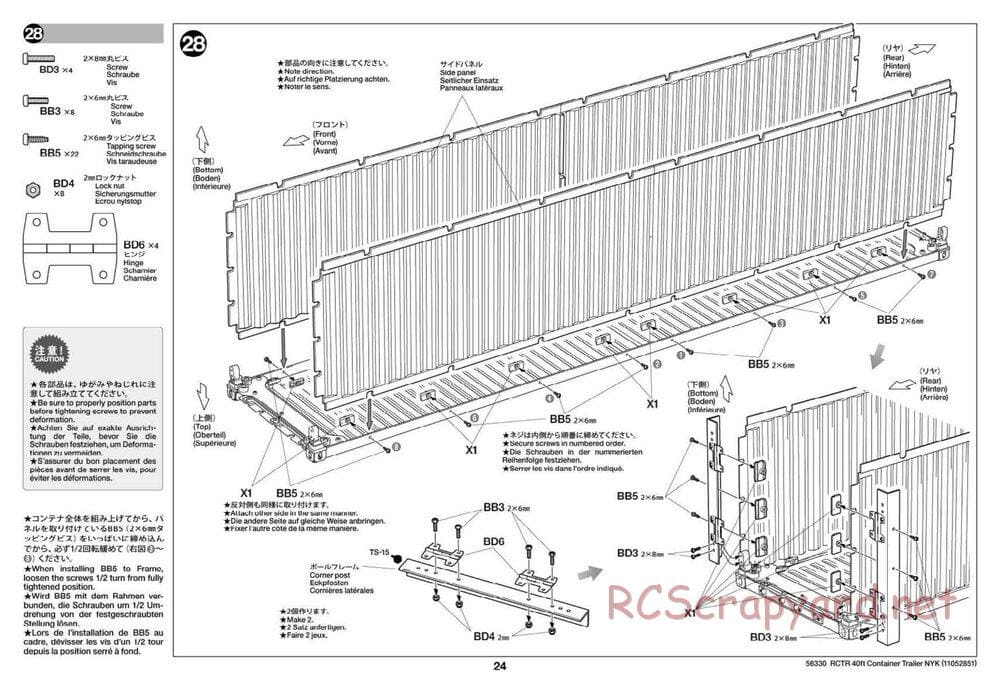 Tamiya - Semi Container Trailer NYK Chassis - Manual - Page 24