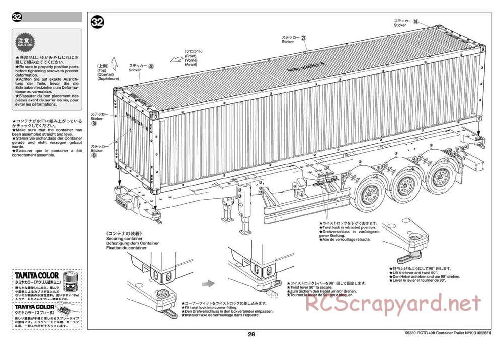 Tamiya - Semi Container Trailer NYK Chassis - Manual - Page 28