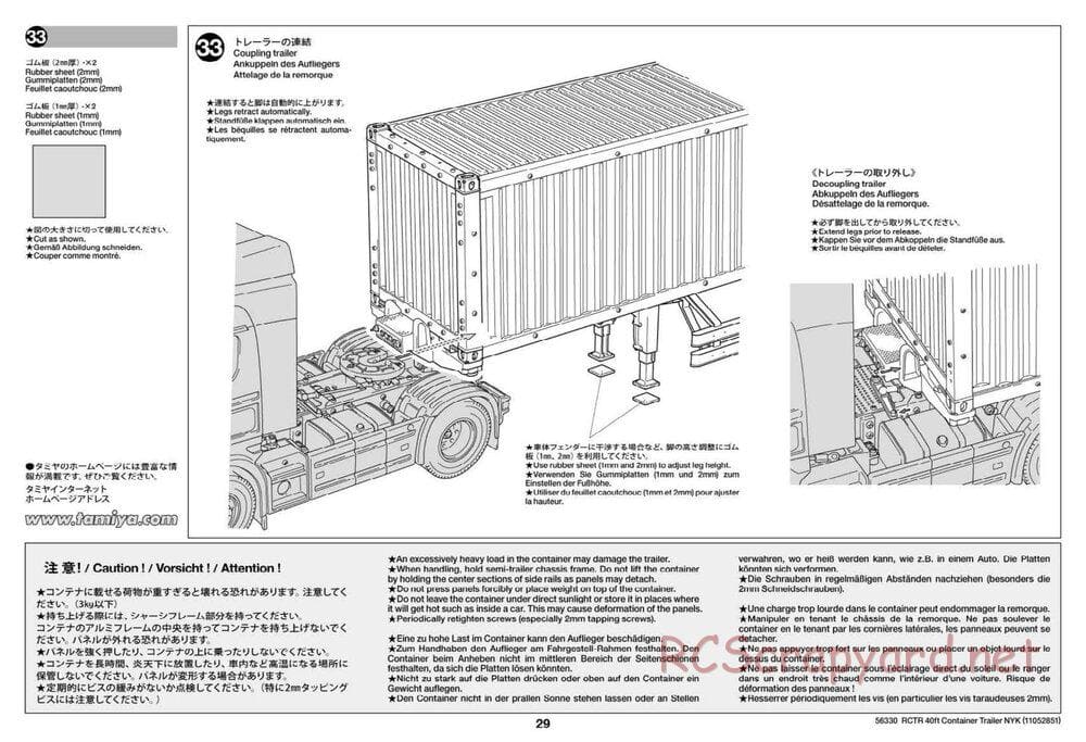 Tamiya - Semi Container Trailer NYK Chassis - Manual - Page 29