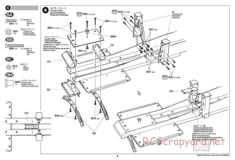 Tamiya - Semi Tanker Trailer - Gallant Eagle Chassis - Manual - Page 4