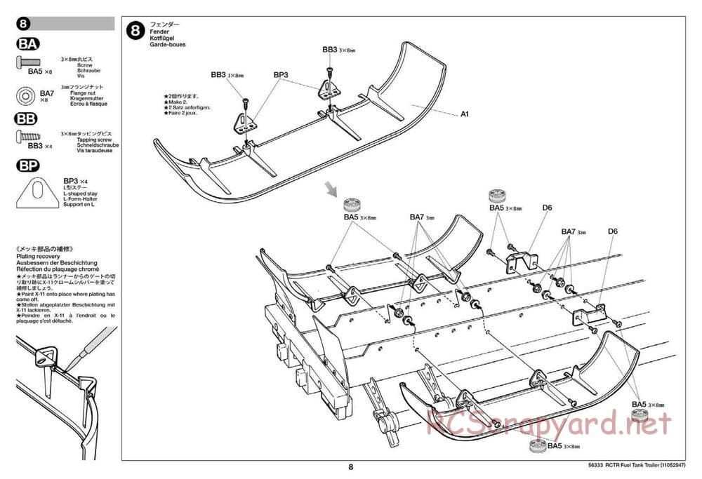 Tamiya - Semi Tanker Trailer - Gallant Eagle Chassis - Manual - Page 8