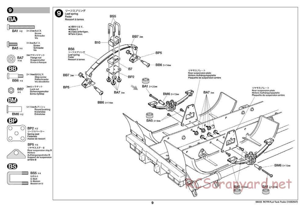 Tamiya - Semi Tanker Trailer - Gallant Eagle Chassis - Manual - Page 9