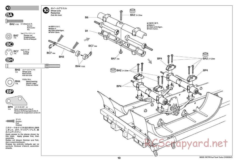 Tamiya - Semi Tanker Trailer - Gallant Eagle Chassis - Manual - Page 10