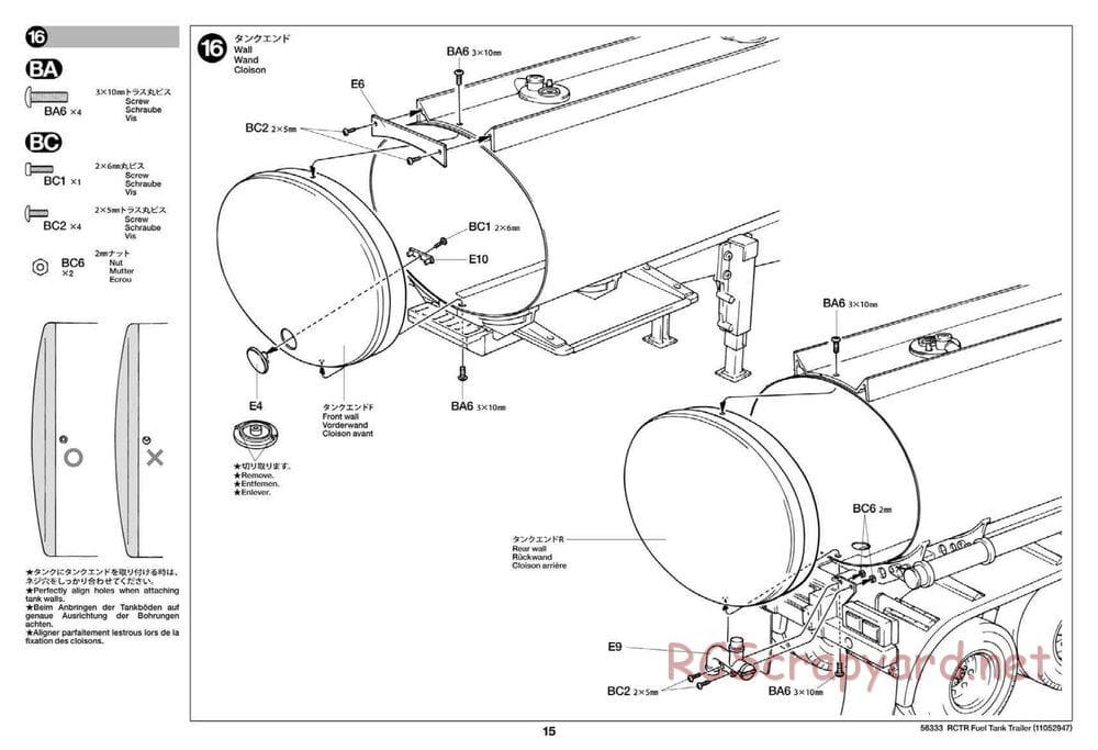 Tamiya - Semi Tanker Trailer - Gallant Eagle Chassis - Manual - Page 15