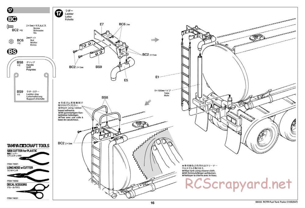 Tamiya - Semi Tanker Trailer - Gallant Eagle Chassis - Manual - Page 16