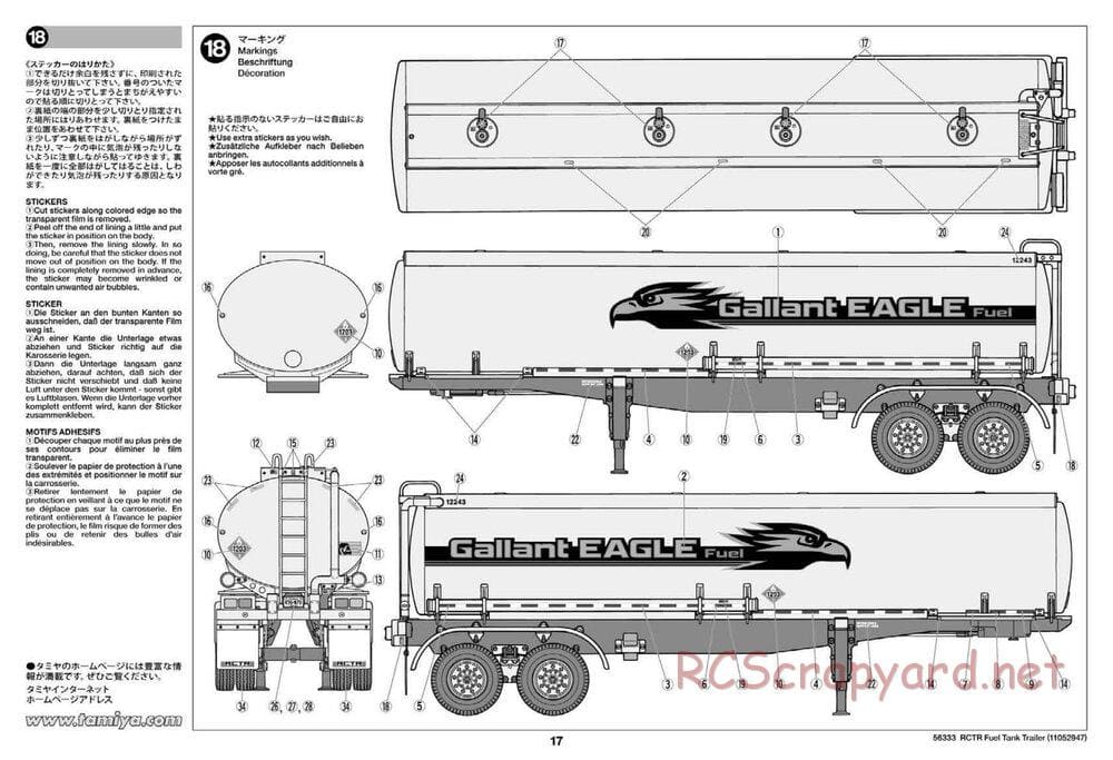 Tamiya - Semi Tanker Trailer - Gallant Eagle Chassis - Manual - Page 17