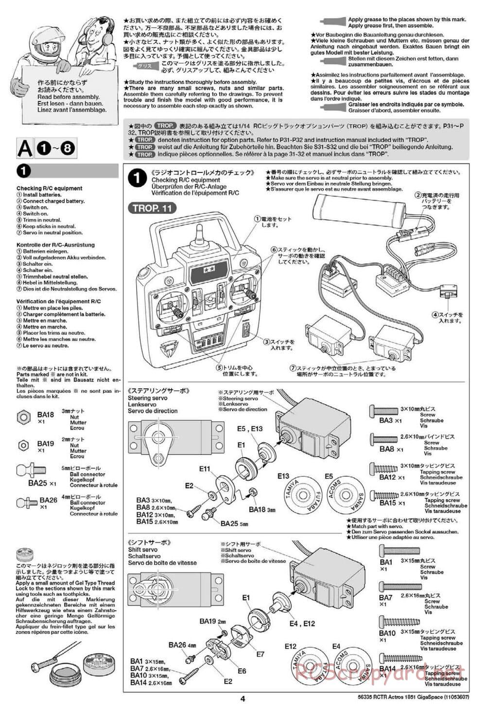 Tamiya - Mercedes-Benz Actros 1851 Gigaspace Tractor Truck Chassis - Manual - Page 4