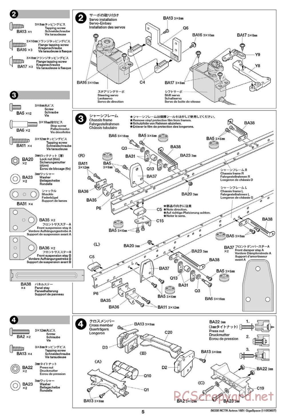 Tamiya - Mercedes-Benz Actros 1851 Gigaspace Tractor Truck Chassis - Manual - Page 5