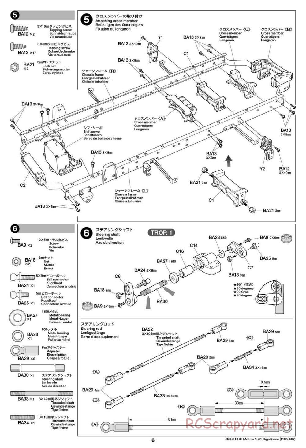 Tamiya - Mercedes-Benz Actros 1851 Gigaspace Tractor Truck Chassis - Manual - Page 6