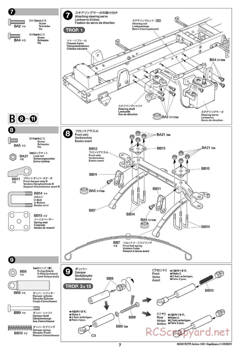 Tamiya - Mercedes-Benz Actros 1851 Gigaspace Tractor Truck Chassis - Manual - Page 7