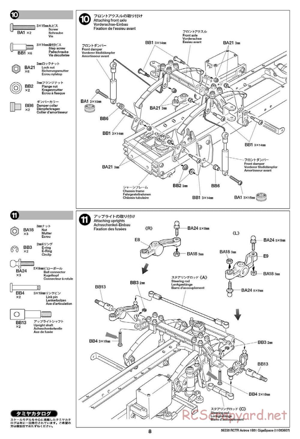 Tamiya - Mercedes-Benz Actros 1851 Gigaspace Tractor Truck Chassis - Manual - Page 8
