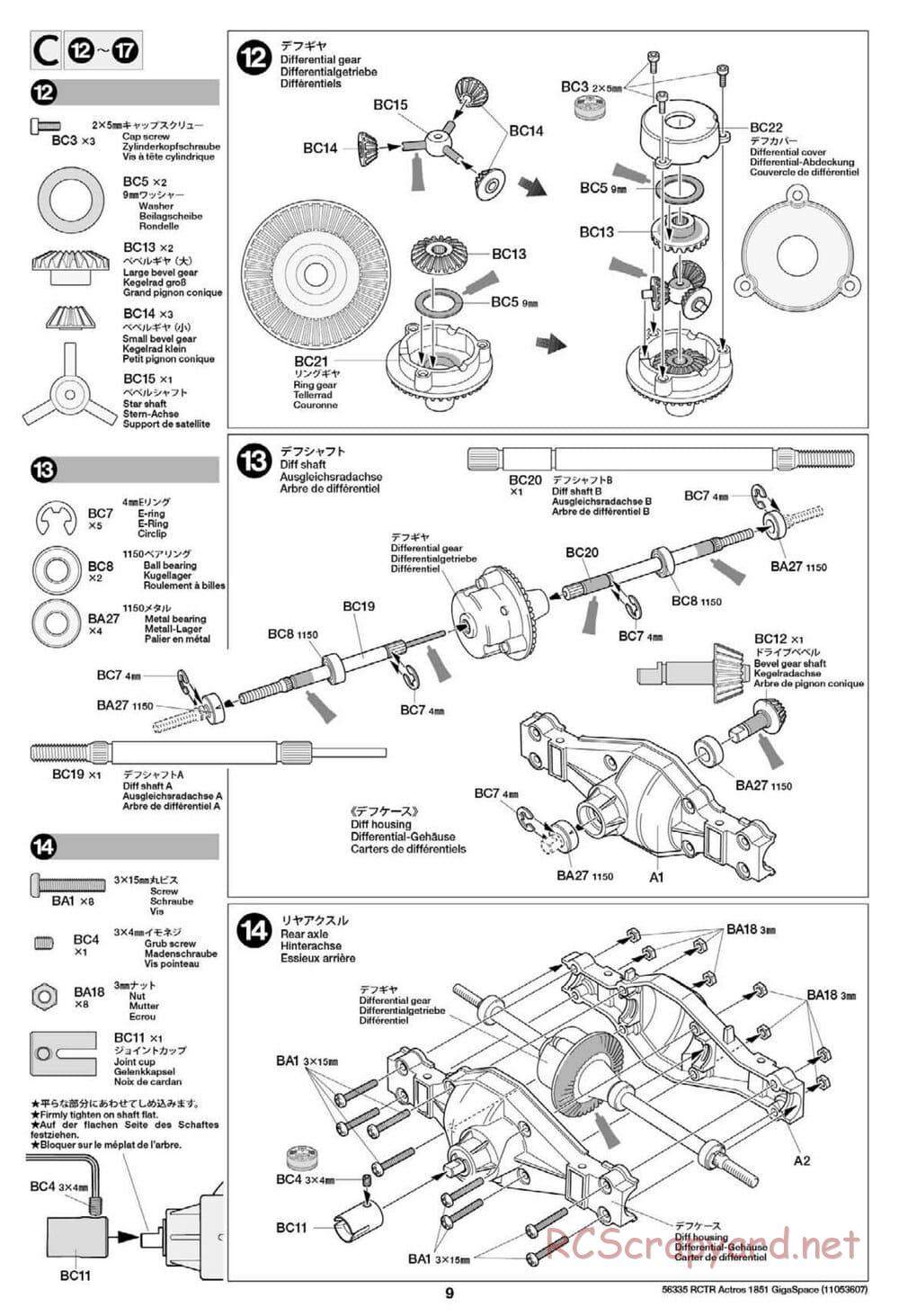 Tamiya - Mercedes-Benz Actros 1851 Gigaspace Tractor Truck Chassis - Manual - Page 9