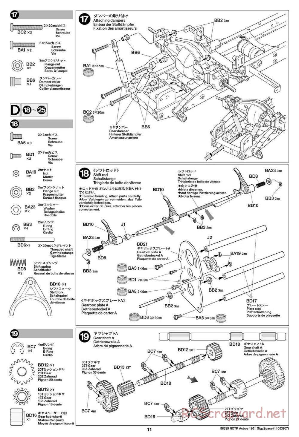 Tamiya - Mercedes-Benz Actros 1851 Gigaspace Tractor Truck Chassis - Manual - Page 11