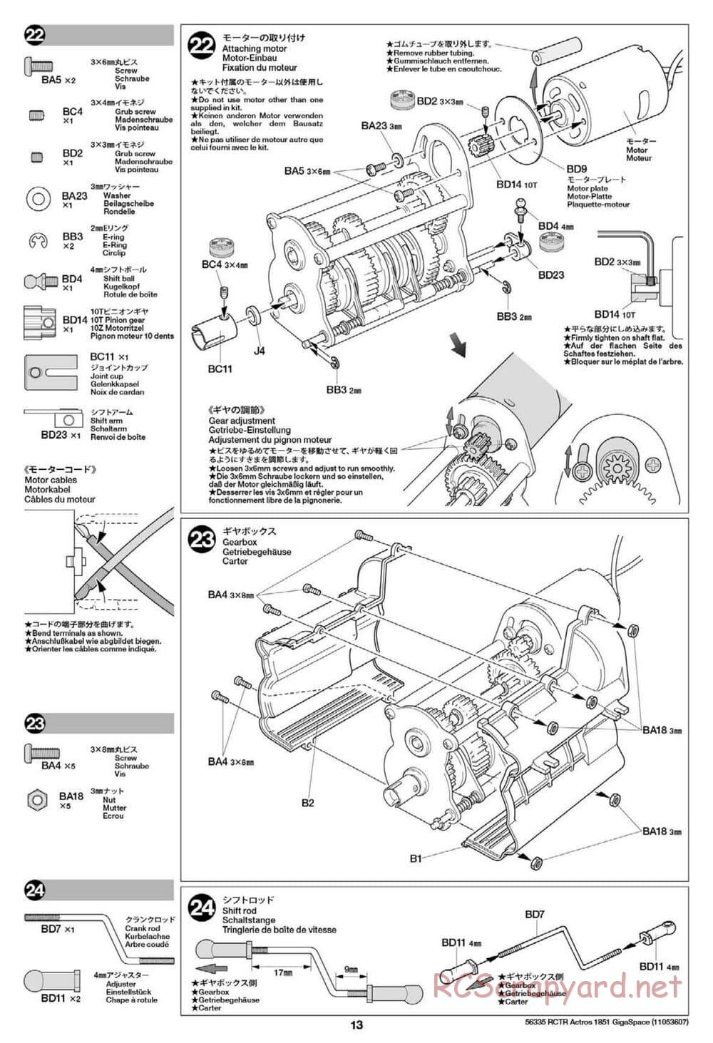 Tamiya - Mercedes-Benz Actros 1851 Gigaspace Tractor Truck Chassis - Manual - Page 13