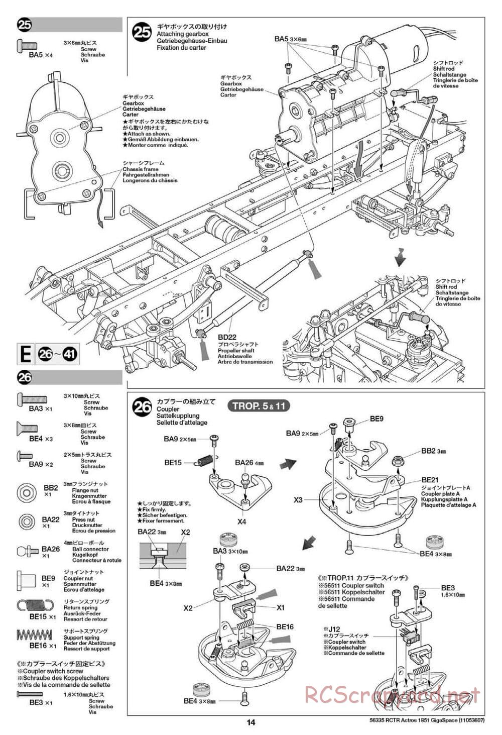 Tamiya - Mercedes-Benz Actros 1851 Gigaspace Tractor Truck Chassis - Manual - Page 14