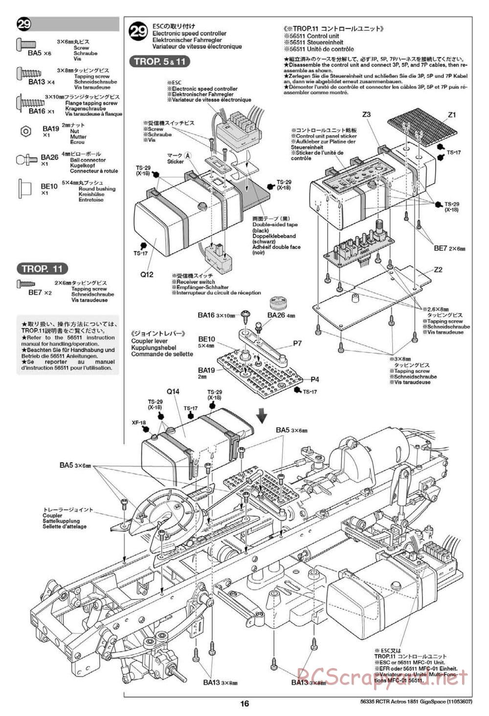 Tamiya - Mercedes-Benz Actros 1851 Gigaspace Tractor Truck Chassis - Manual - Page 16