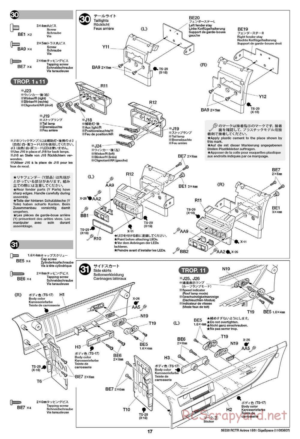 Tamiya - Mercedes-Benz Actros 1851 Gigaspace Tractor Truck Chassis - Manual - Page 17