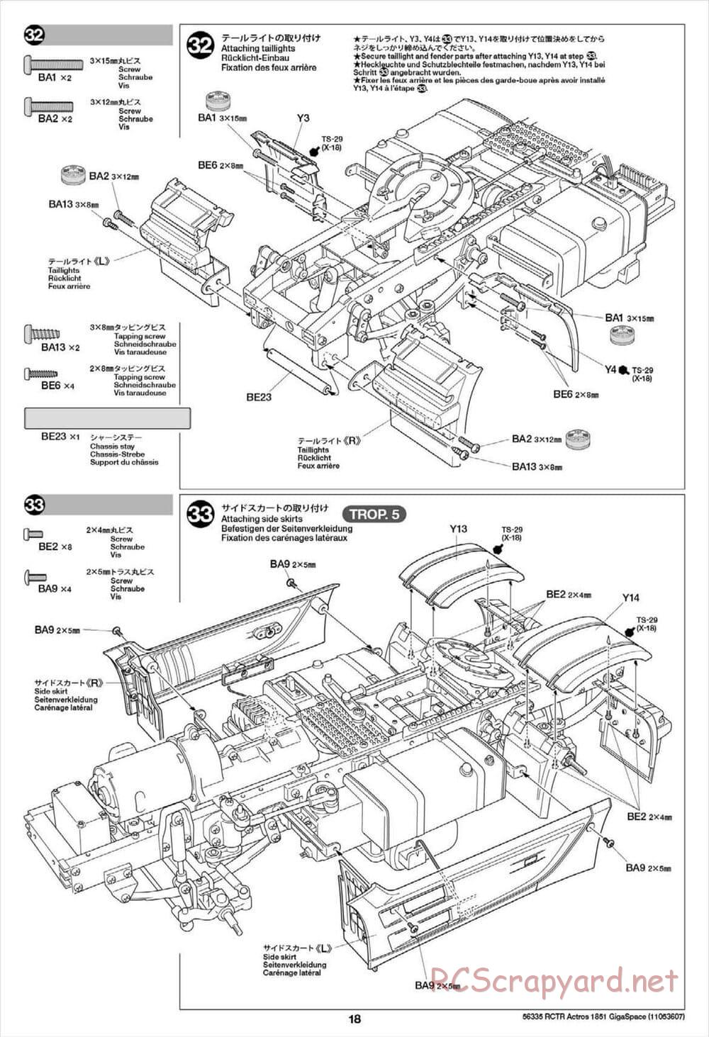 Tamiya - Mercedes-Benz Actros 1851 Gigaspace Tractor Truck Chassis - Manual - Page 18