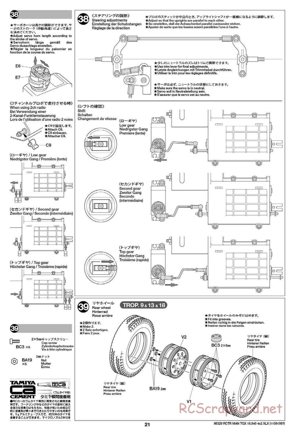 Tamiya - Mercedes-Benz Actros 1851 Gigaspace Tractor Truck Chassis - Manual - Page 21