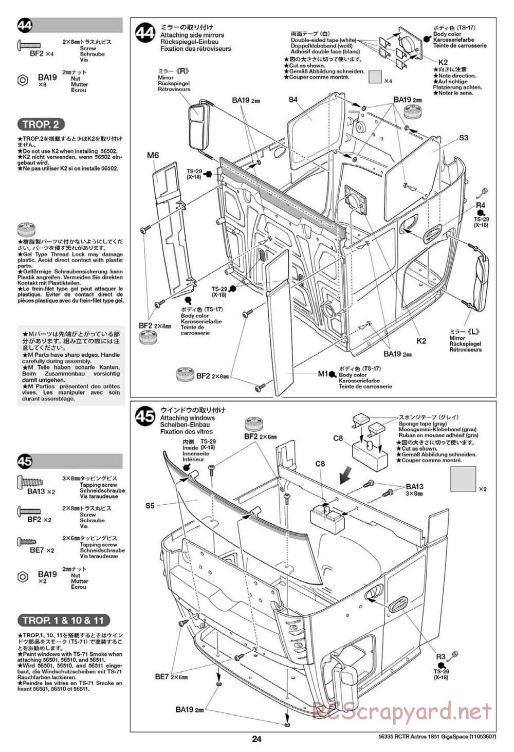 Tamiya - Mercedes-Benz Actros 1851 Gigaspace Tractor Truck Chassis - Manual - Page 24