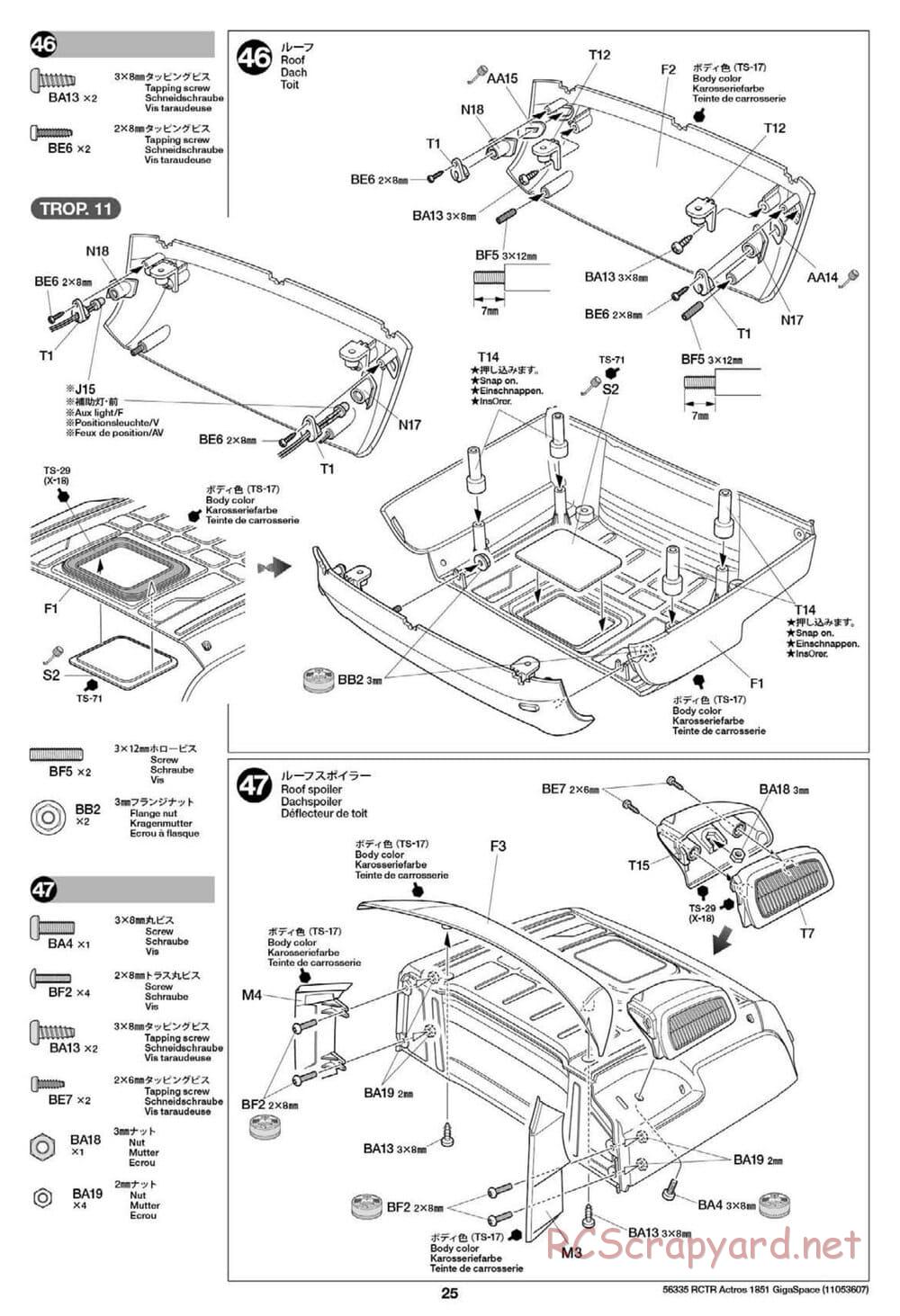 Tamiya - Mercedes-Benz Actros 1851 Gigaspace Tractor Truck Chassis - Manual - Page 25