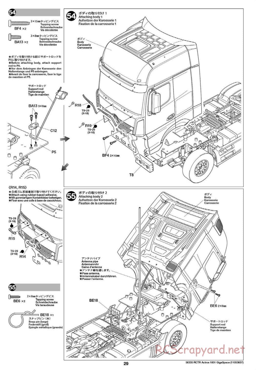 Tamiya - Mercedes-Benz Actros 1851 Gigaspace Tractor Truck Chassis - Manual - Page 29