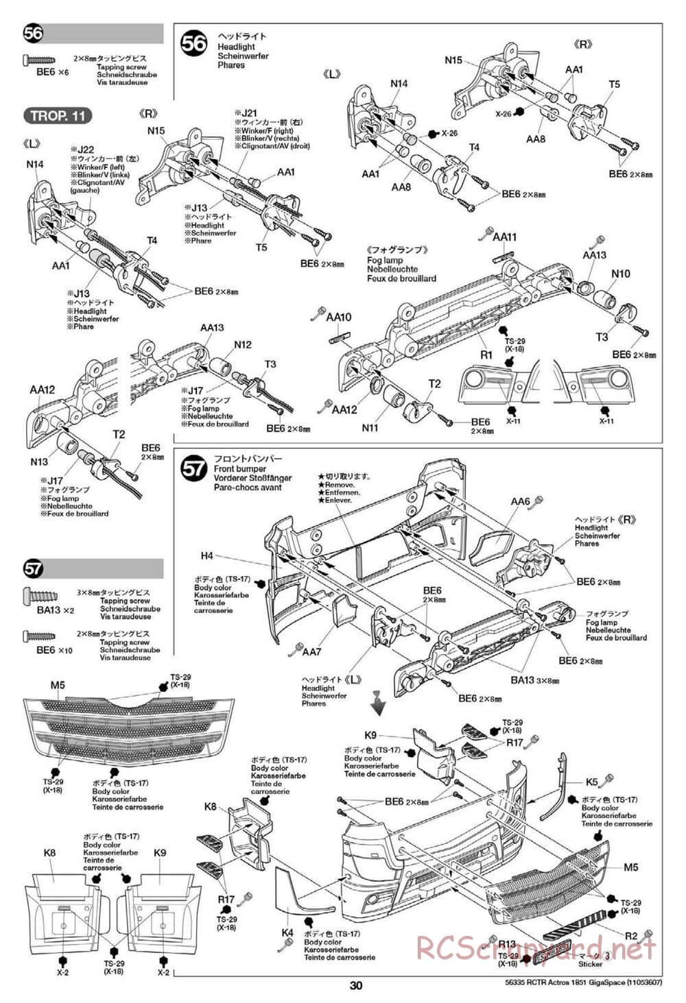 Tamiya - Mercedes-Benz Actros 1851 Gigaspace Tractor Truck Chassis - Manual - Page 30