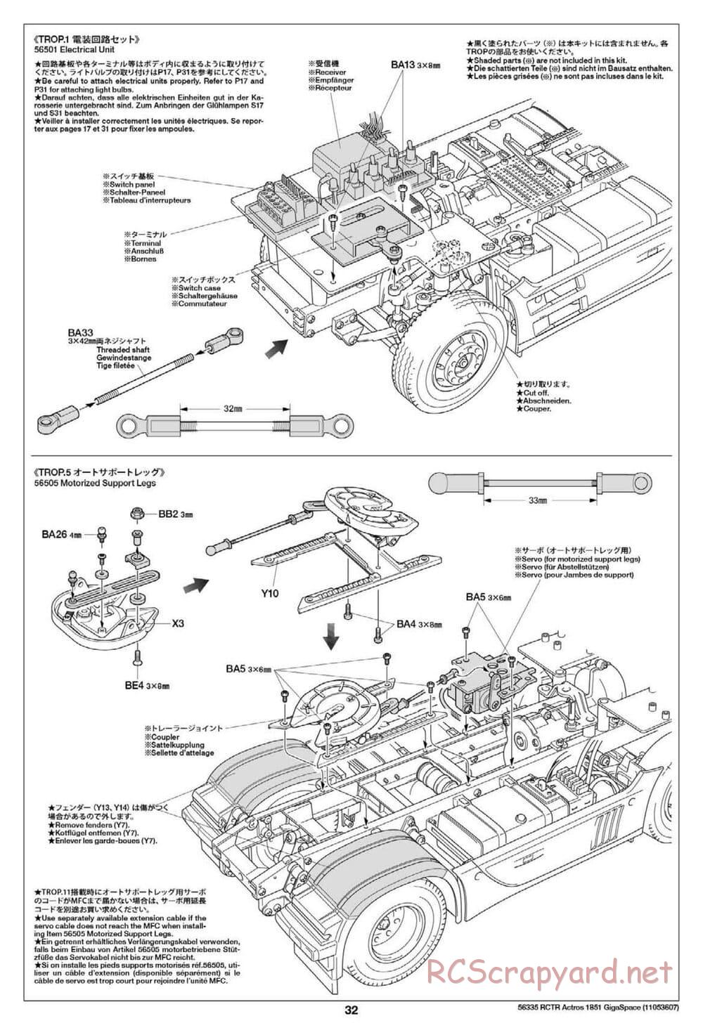 Tamiya - Mercedes-Benz Actros 1851 Gigaspace Tractor Truck Chassis - Manual - Page 32