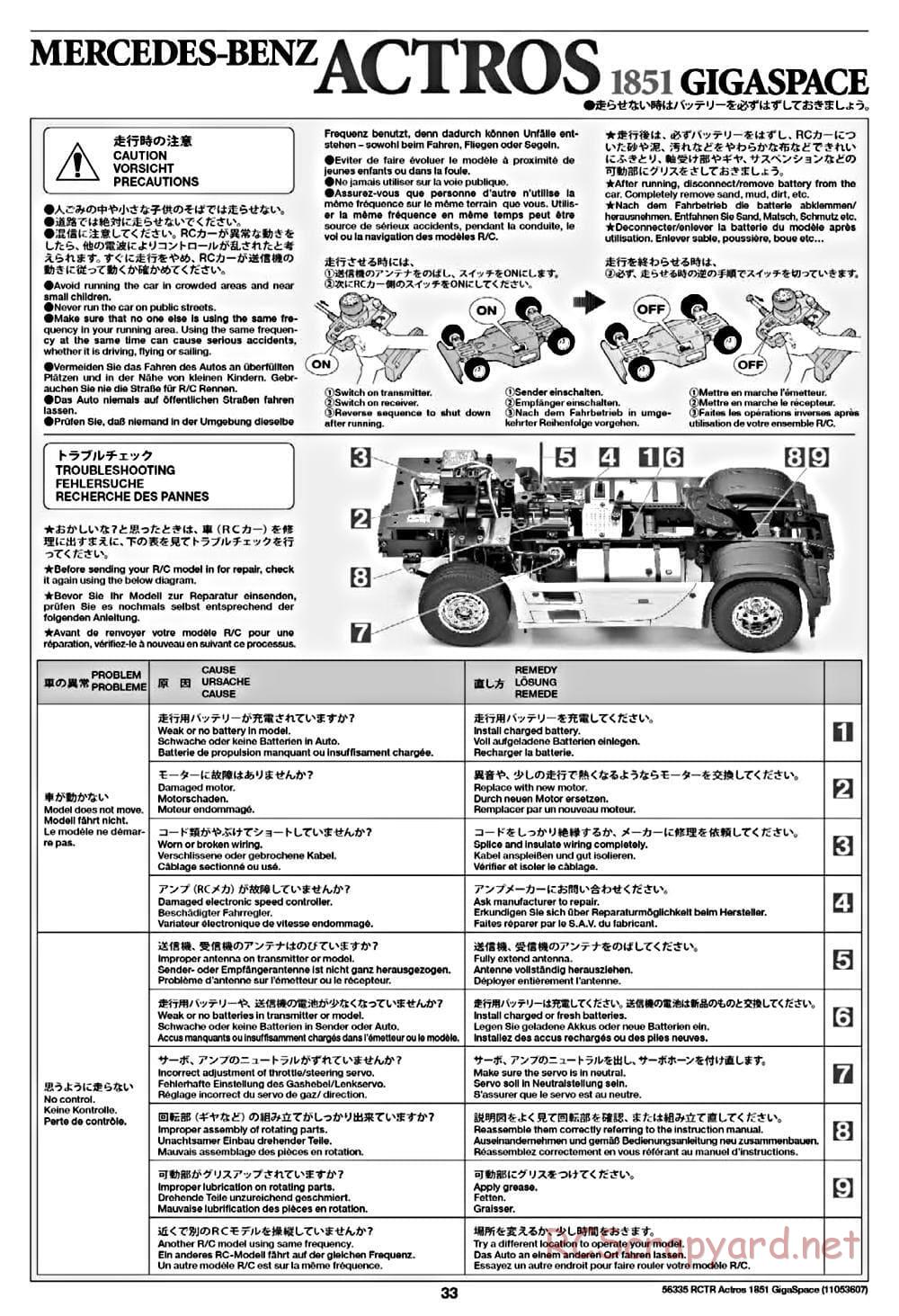 Tamiya - Mercedes-Benz Actros 1851 Gigaspace Tractor Truck Chassis - Manual - Page 33