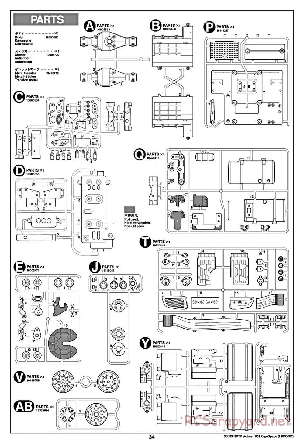 Tamiya - Mercedes-Benz Actros 1851 Gigaspace Tractor Truck Chassis - Manual - Page 34