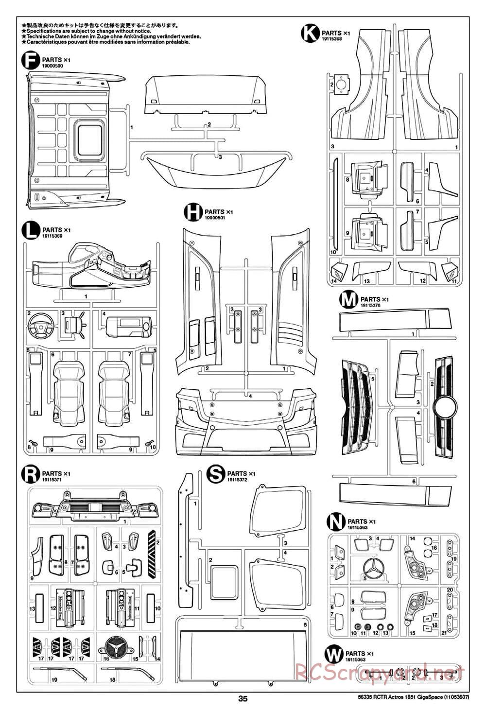 Tamiya - Mercedes-Benz Actros 1851 Gigaspace Tractor Truck Chassis - Manual - Page 35