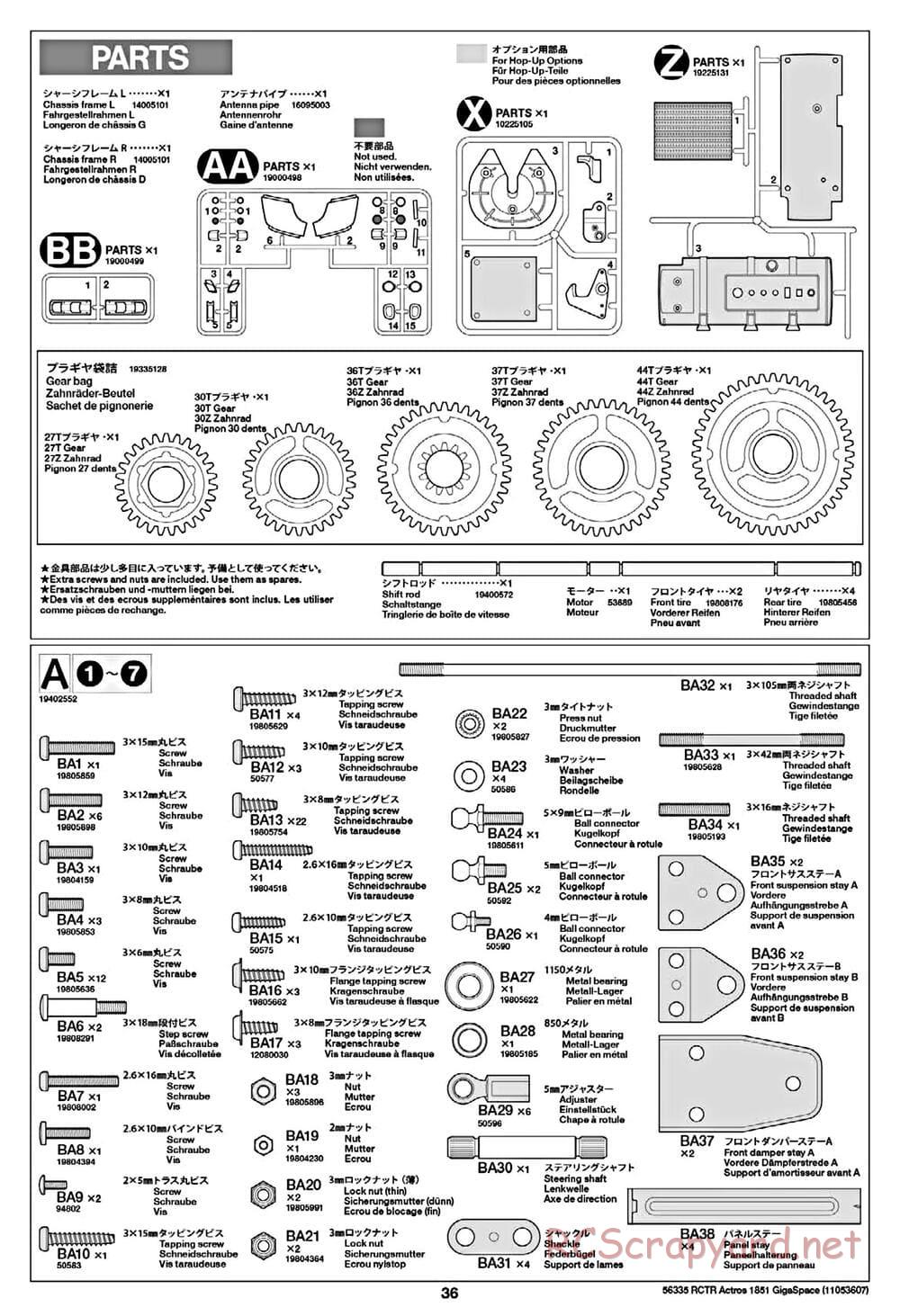Tamiya - Mercedes-Benz Actros 1851 Gigaspace Tractor Truck Chassis - Manual - Page 36