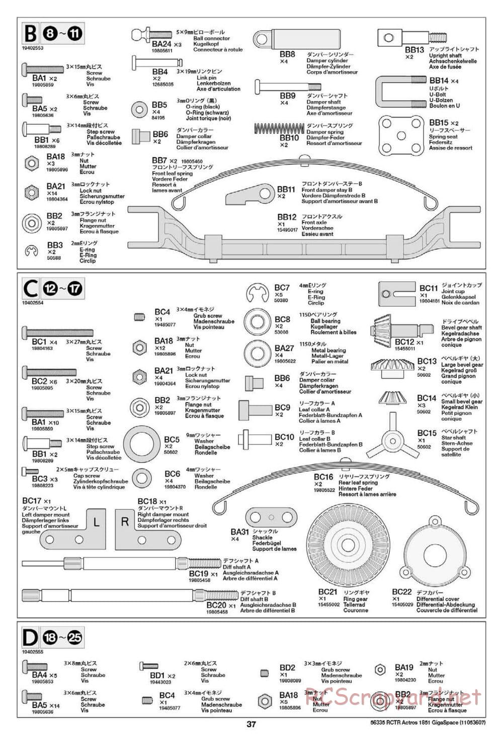 Tamiya - Mercedes-Benz Actros 1851 Gigaspace Tractor Truck Chassis - Manual - Page 37