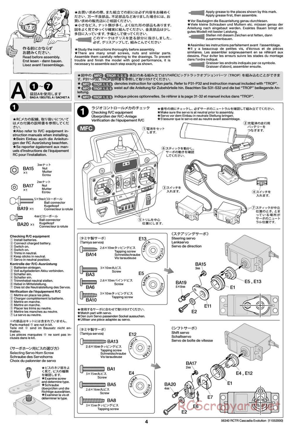 Tamiya - Freightliner Cascadia Evolution Tractor Truck Chassis - Manual - Page 4