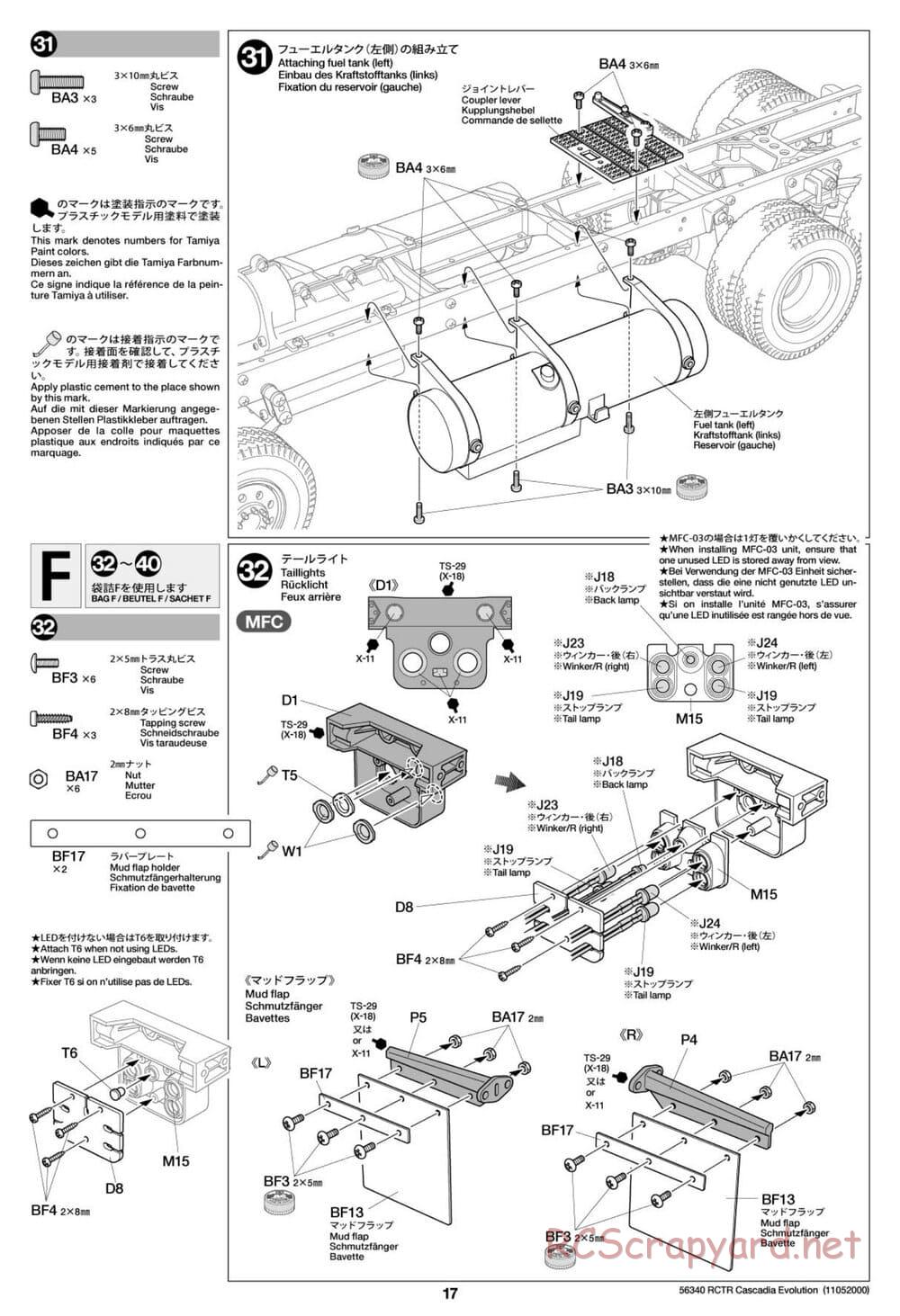 Tamiya - Freightliner Cascadia Evolution Tractor Truck Chassis - Manual - Page 17