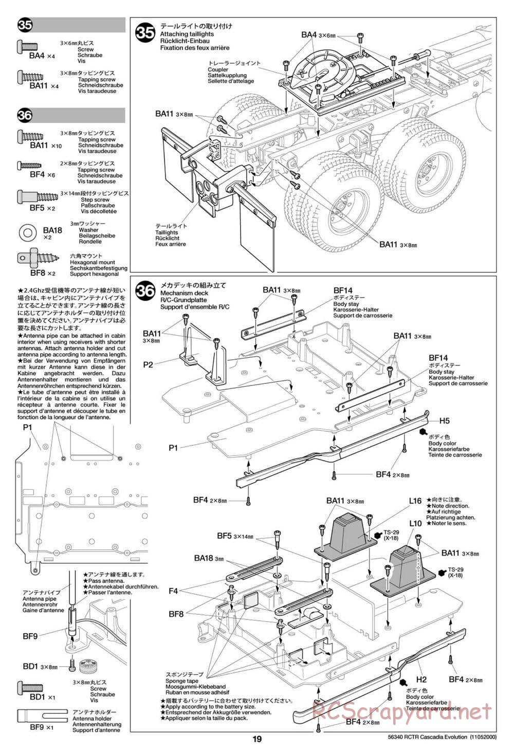 Tamiya - Freightliner Cascadia Evolution Tractor Truck Chassis - Manual - Page 19