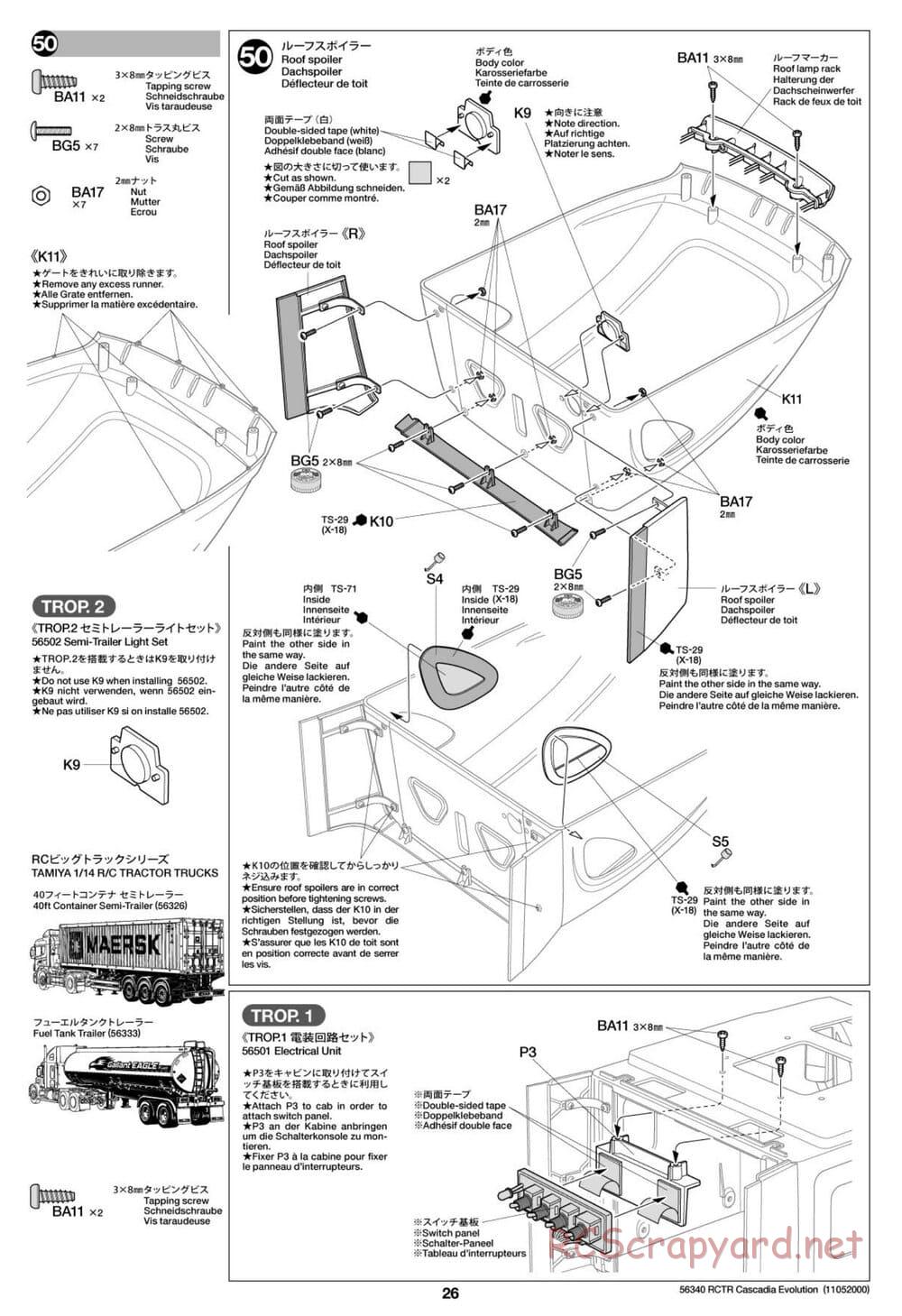 Tamiya - Freightliner Cascadia Evolution Tractor Truck Chassis - Manual - Page 26